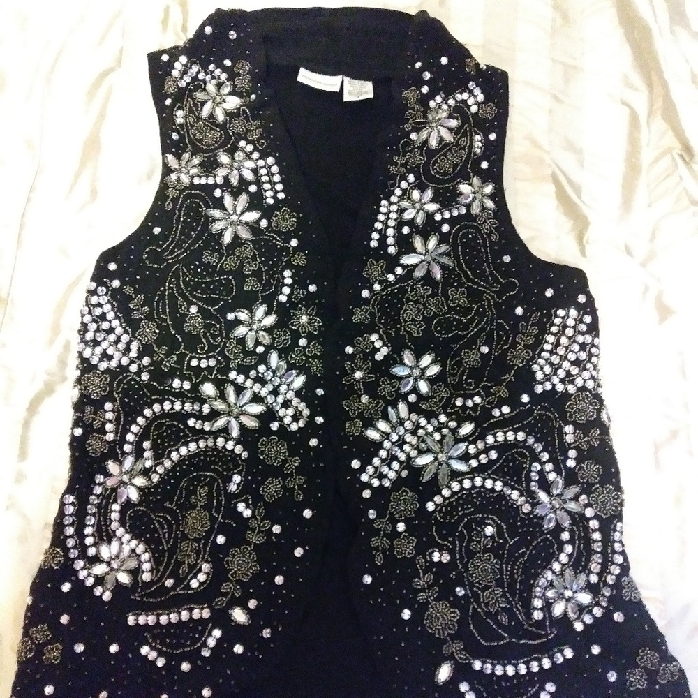 Newport News Black Beaded Vest - Small - Picture 6 of 6